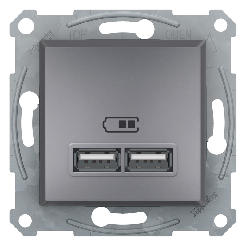 Розетка USB Schneider Electric Asfora 2,1A сталь EPH2700262