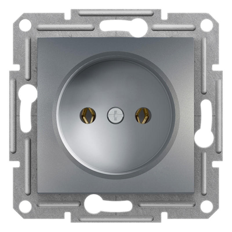 Розетка Schneider Electric Asfora без заземлення сталь EPH3000162