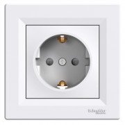 Розетка Schneider Electric Asfora с заземлением и  защитными шторками белый EPH2900221