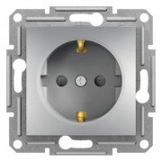 Розетка Schneider Electric Asfora із заземленням та захисними шторками алюміній EPH2900261