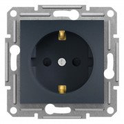 Розетка Schneider Electric Asfora с заземлением и защитными шторками антрацит EPH2900271