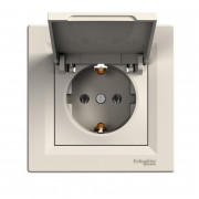 Розетка Schneider Electric Asfora с заземлением и крышкой крем EPH3100123