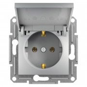 Розетка Schneider Electric Asfora із заземленням та кришкою алюміній EPH3100161