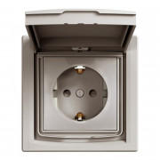 Розетка Schneider Electric Asfora с заземлением шторками и крышкой IP44 бронза EPH3100369