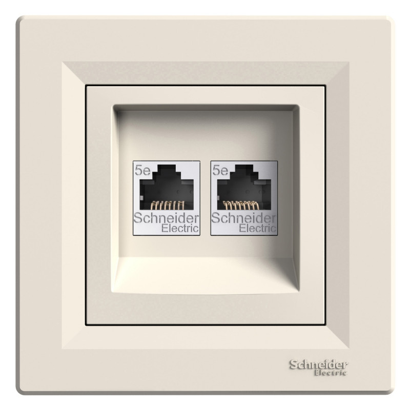 Розетка компьютерная Schneider Electric Asfora RJ45 кат5е UTP двойная крем EPH4400123