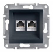 Розетка компьютерная Schneider Electric Asfora RJ45 кат5е UTP двойная антрацит EPH4400171