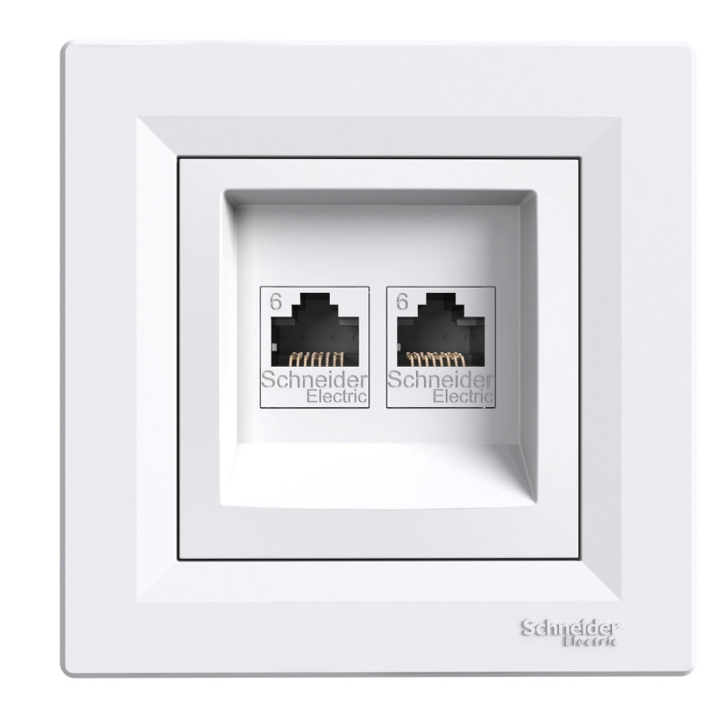 Розетка комп'ютерна Schneider Electric Asfora RJ45 кат6 UTP подвійна білий EPH4800121