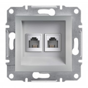 Телефонная розетка Schneider Electric Asfora RJ11 4 контакта двойная алюминий EPH4200161