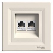Розетка компьютерная Schneider Electric Asfora RJ45 кат5е UTP двойная крем EPH4400123