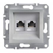 Розетка компьютерная Schneider Electric Asfora RJ45 кат5е UTP двойная алюминий EPH4400161