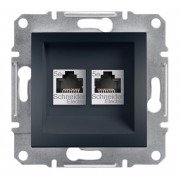 Розетка компьютерная Schneider Electric Asfora RJ45 кат5е UTP двойная антрацит EPH4400171