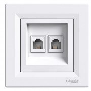 Телефонная розетка Schneider Electric Asfora RJ11 4 контакта двойная белый EPH4200121