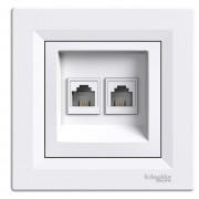 Телефонная розетка Schneider Electric Asfora RJ11 4 контакта двойная белый EPH4200121