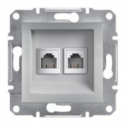 Телефонна розетка Schneider Electric Asfora RJ11 4 контакти подвійна алюміній EPH4200161