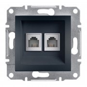 Телефонна розетка Schneider Electric Asfora RJ11 4 контакти подвійна антрацит EPH4200171