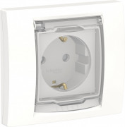 Розетка Schneider Electric Unica New із заземленням шторками та прозорою кришкою білий NU003718