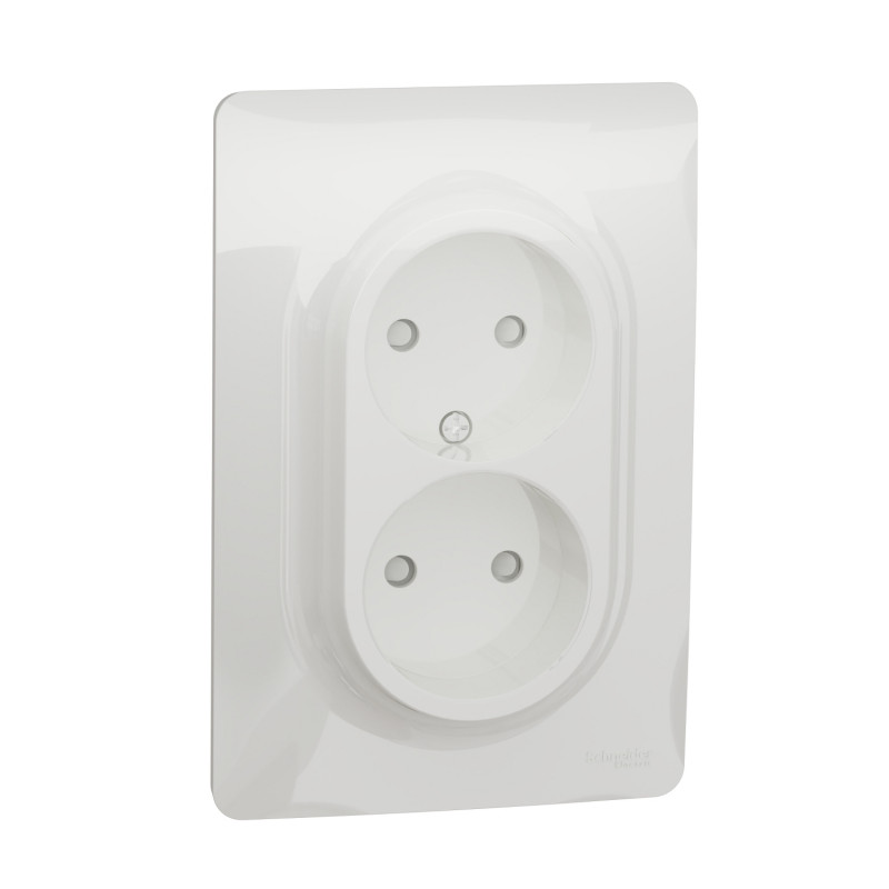 Розетка Schneider Electric Unica New двойная со шторками без заземления белый NU206318