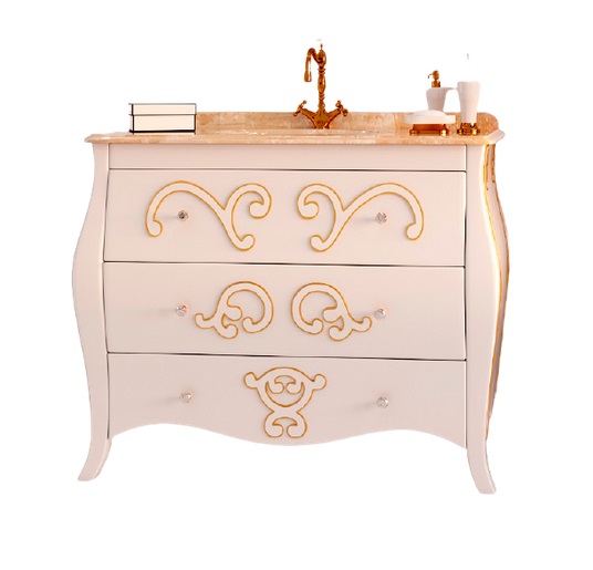 Тумба під раковину Marsan Arlette 1200 МДФ білий/золото Arlette1200goldk