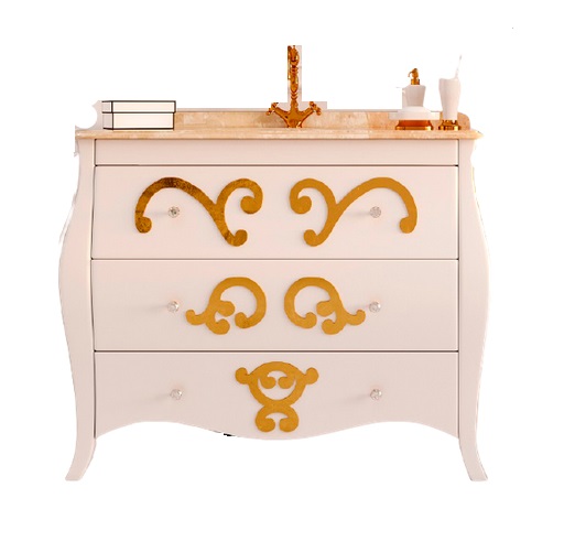 Тумба під раковину Marsan Arlette 900 МДФ білий/золото Arlette900goldr