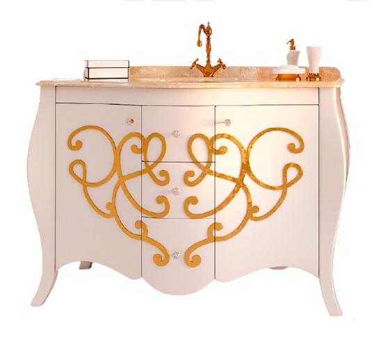 Тумба під раковину Marsan Bernarde 1200 МДФ білий/золото Bernarde1200goldr