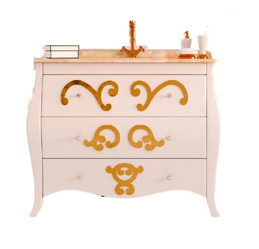 Тумба під раковину Marsan Arlette 1050 МДФ білий/золото Arlette1050goldr