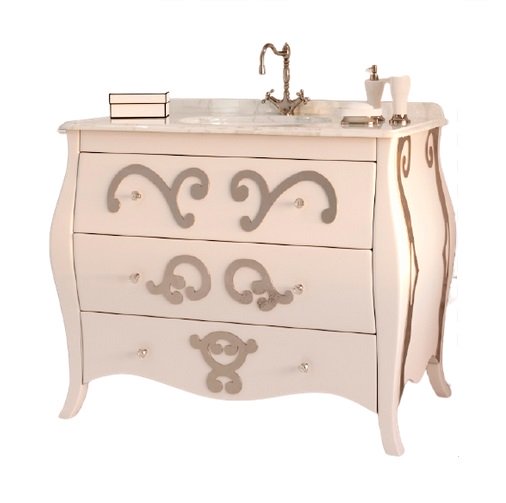 Тумба под раковину Marsan Arlette 1050 МДФ белый/серебро Arlette1050silverr