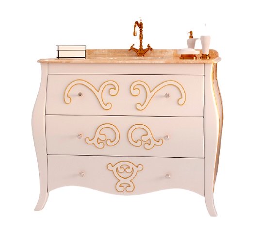 Тумба под раковину Marsan Arlette 900 МДФ белый/золото Arlette900goldk