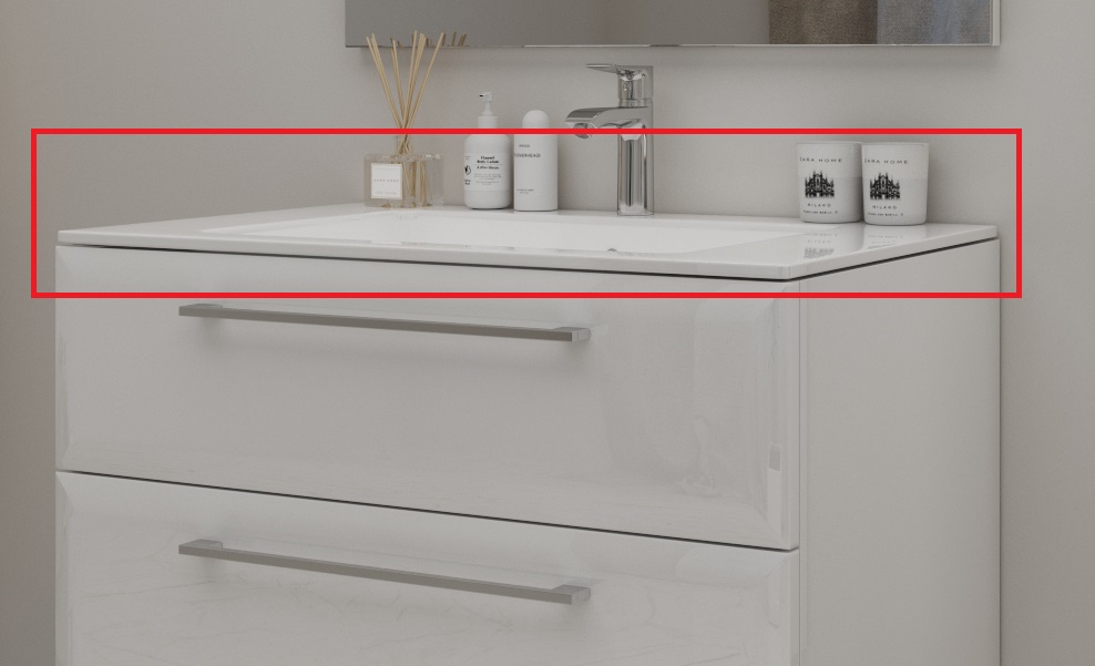 Стільниця Marsan 750 акриловий камінь матовий з раковиною Квадро глянець Marsan750Квадро