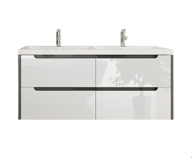 Тумба под раковину Marsan Louise 1200 МДФ белый/графит Louise1200w/g