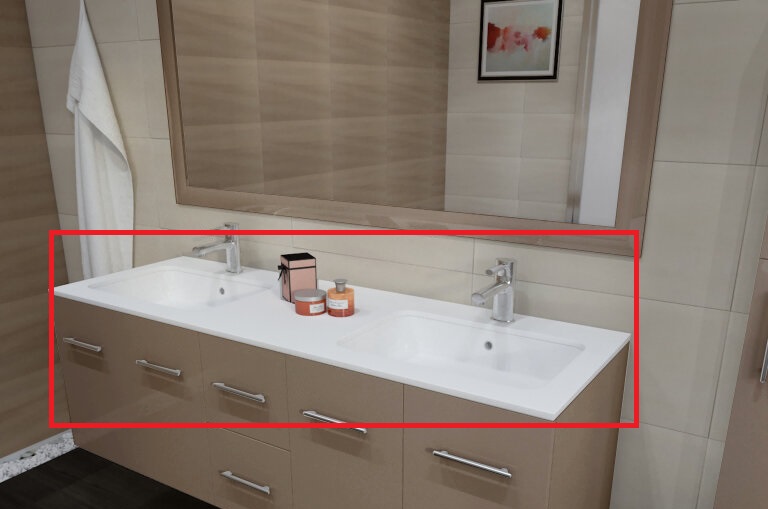 Стільниця Marsan 1500 штучний камінь матовий з раковиною Квадро глянець Marsan1500Квадро-2