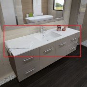 Столешница Marsan 1200 искусственный камень матовый с раковиной Квадро глянец Marsan1200Квадро-1
