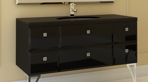 Тумба под раковину Marsan Shantal 1200 МДФ черный глянец SHANTAL1200черный