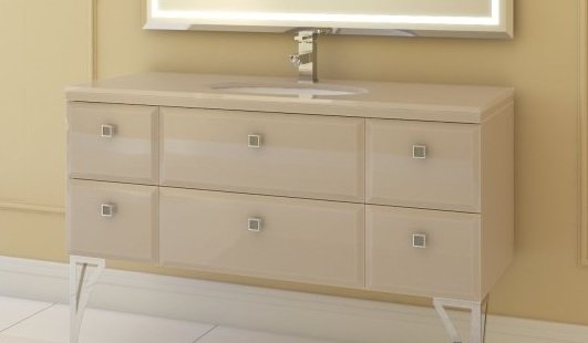 Тумба под раковину Marsan Shantal 1200 МДФ капучино глянец SHANTAL1200капучино