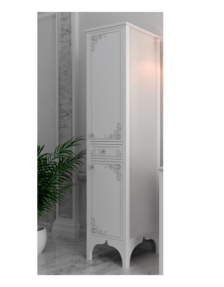 Пенал для ванної Marsan Jacqueline 49х180 см дерево/МДФ білий/срібло Jacqueline490whites