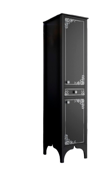 Пенал для ванної Marsan Jacqueline 49х180 см дерево/МДФ чорний/срібло Jacqueline490blacks