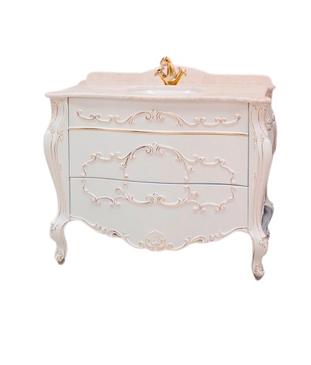 Тумба под раковину Marsan Felicie 1110 дерево/МДФ белый/золото Felicie1110gold