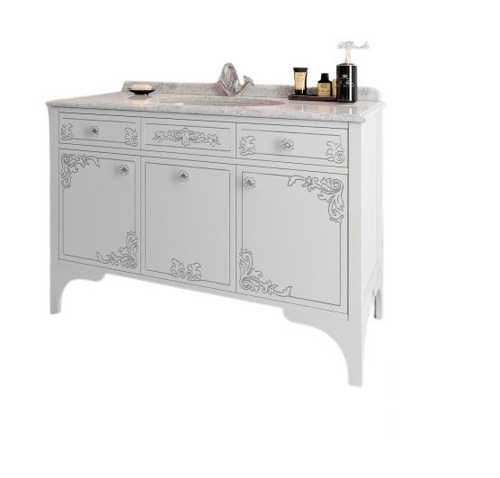 Тумба под раковину Marsan Jacqueline 1200 дерево/МДФ белый/серебро Jacqueline1200whites