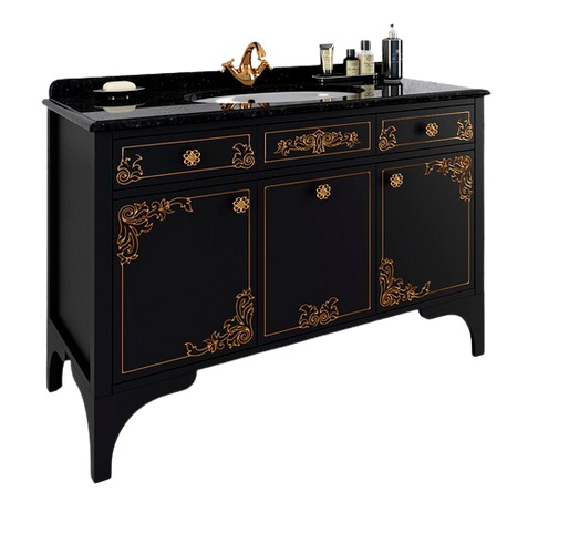 Тумба під раковину Marsan Jacqueline 1200 дерево/МДФ чорний/золото Jacqueline1200blackg