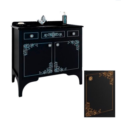 Тумба під раковину Marsan Jacqueline 900 дерево/МДФ чорний/золото Jacqueline900blackg