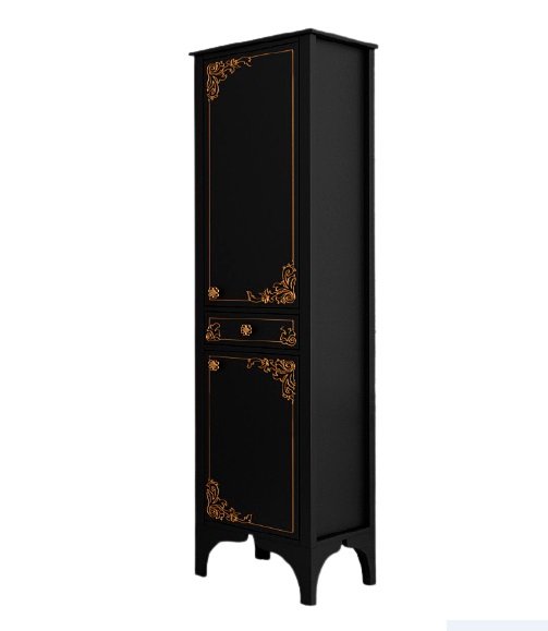 Пенал для ванної Marsan Jacqueline 49х180 см дерево/МДФ чорний/золото Jacqueline490blackg