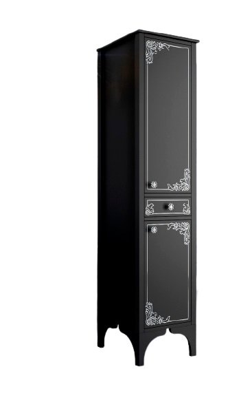 Пенал для ванной Marsan Jacqueline 49х180 см дерево/МДФ черный/серебро Jacqueline490blacks