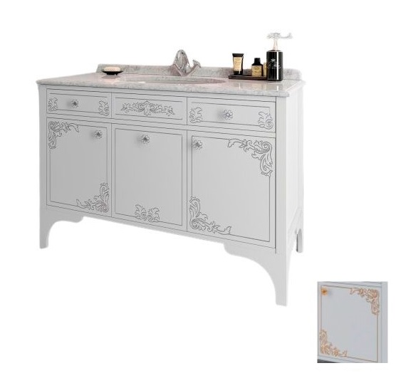 Тумба под раковину Marsan Jacqueline 1200 дерево/МДФ белый/золото Jacqueline1200whiteg