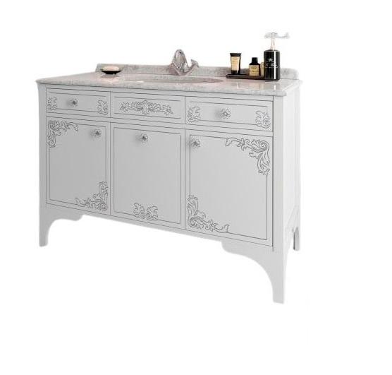 Тумба под раковину Marsan Jacqueline 1200 дерево/МДФ белый/серебро Jacqueline1200whites