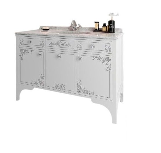 Тумба под раковину Marsan Jacqueline 1200 дерево/МДФ белый/серебро Jacqueline1200whites