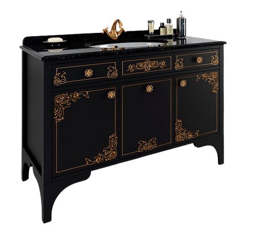 Тумба под раковину Marsan Jacqueline 1200 дерево/МДФ черный/золото Jacqueline1200blackg