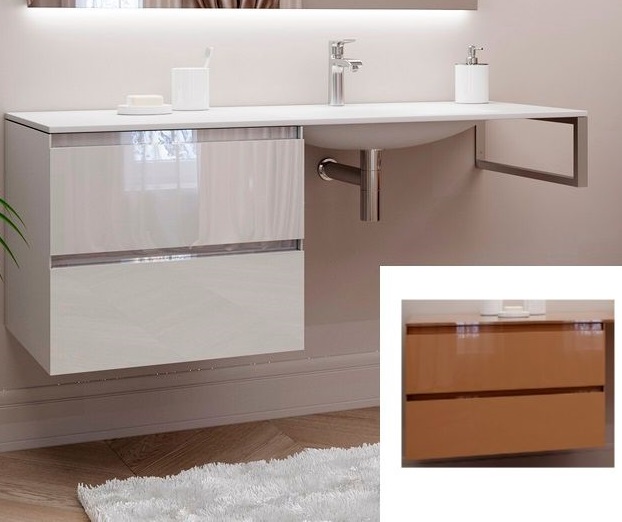 Консоль з раковиною Marsan Nikolet 120х50 МДФ капучино/скляна раковина Nikolet3-120х50cappuccino