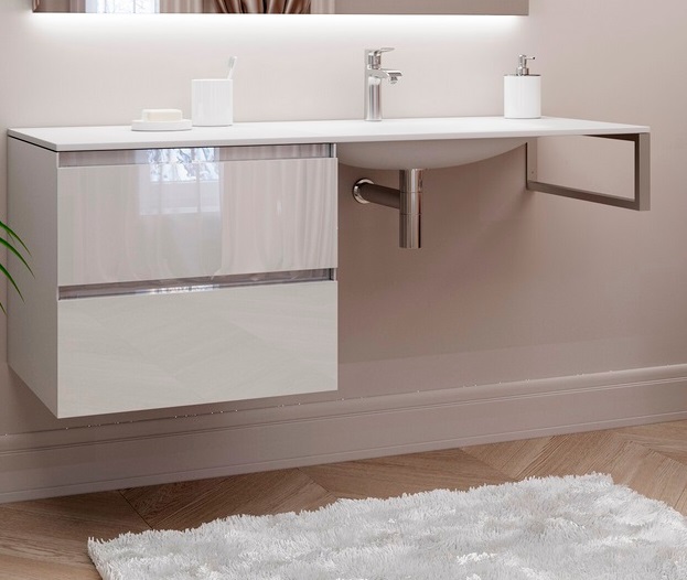 Консоль с раковиной Marsan Nikolet 150х50 МДФ белый/раковина акриловый камень Nikolet4-150х50white