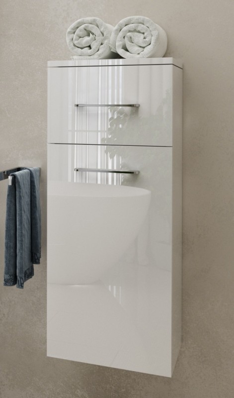 Пенал для ванной Marsan Regine 900х350х350 см МДФ белый глянец с корзиной REGINEК90Х35белый