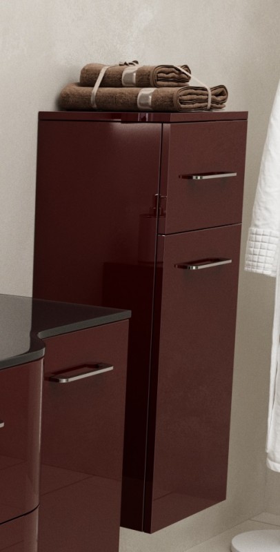 Пенал для ванної Marsan Regine 900х350х350 см МДФ рубін глянець з кошиком REGINEК90Х35рубин