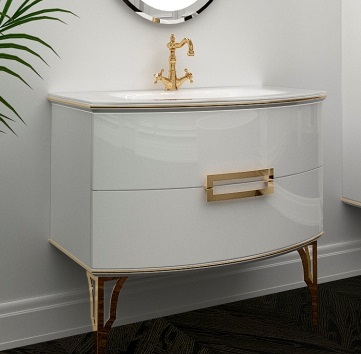 Тумба під раковину Marsan Sabrine 900 МДФ білий/золото SABRINE900белый/золото